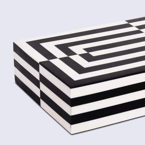AL MALIK CRAFT Caja de Almacenamiento Rectangular de Madera Multiusos, Organizador de Joyas con Patrón Geométrico Blanco y Negro, 0-1L - Product Image 4