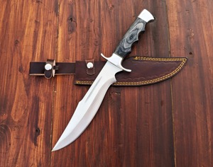 Couteau Bowie à pointe clip artisanaux, lame en acier D2, manche en bois, étui en cuir, pour l'extérieur, personnalisable OEM/ODM, DIY - Product Image 3