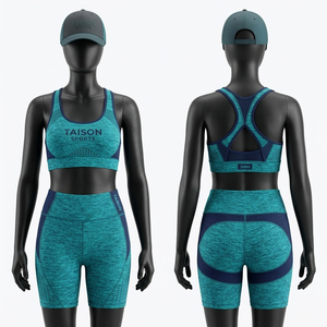 100% Cotton 260g Y-Line Strap <b>Stand</b> Neckline <b>Boxing</b> Bra Shorts Set Striped Pattern Crystal Decoration Breathable Quick Dry - Product Image 1