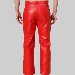 Pantalones de Cuero para Hombre de Primera Calidad, Corte Recto, Tela de Lona, Cintura Media, Estilo Casual Vintage - Product Image 5