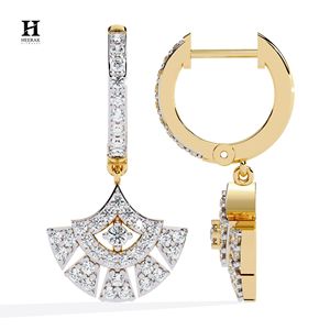 Boucles d'oreilles pendantes en forme d'éventail, style Art Déco, pavées de moissanite, bijoux fins pour femmes - Product Image 4