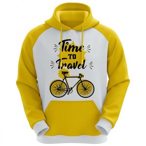 Sudadera con Capucha Amarilla y Blanca, Estilo Raglán, con Estampado por Sublimación, de Algodón y Felpa, Talla 6XL, Personalizable, Ropa Urbana de Invierno - Product Image 2