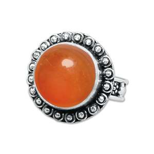 แหวนเงินแท้ประดับคาร์เนเลียนทรงหลายเหลี่ยมแบบธรรมชาติ ดีไซน์โบฮีเมียน  สำหรับทั้งชายและหญิง สไตล์แฟชั่นที่ไม่ซ้ำใคร - Product Image 4