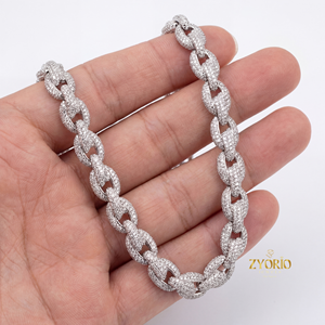 Collar de Cadena de Cuerda con Moissanita DVVS, Plata de Ley 925, Chapado en Oro Blanco, Joyería Fina, Elegante y Lujoso, para Compromiso, Boda, Unisex - Product Image 1