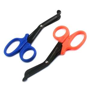 Juego de Tijeras para Trauma EMT de Enfermería, 2 Piezas, Azules y Naranjas, con Hojas Recubiertas de Fluoruro Negro, 5.5 Pulgadas, Tijeras de Paramédico CE de Grip Surgical - Product Image 1