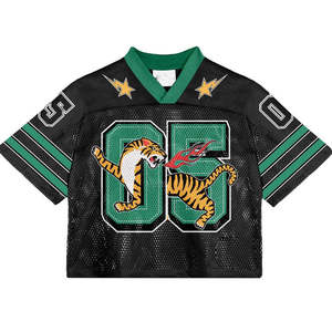 Maillot de football rétro personnalisé style streetwear d'été en polyester imprimé, coupe ample et oversize, col en V, maille respirante anti-humidité - Product Image 1