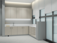 Conjunto de Muebles para Consultorio Dental con Lavabo, Almacenamiento en la Pared y Banco de Trabajo para Computadora