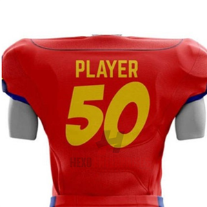Uniforme de Fútbol Americano Personalizado Azul y Rojo, Completamente Personalizable, de Poliéster Transpirable, Profesional, Unisex para Adultos - Product Image 4