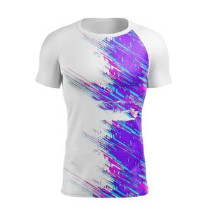 Compression Gym Shirt Surfing Wear Short Sleeve Custom Logo UV BJJ Spandex Rashguard MMA Sublimated <b>Mens</b> <b>Rash</b> <b>Guard</b> OEM - Product Image 1