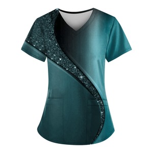 Blouses d'hôpital imprimées, mignonnes et professionnelles, unisexes, en tissu doux tricoté polyester/coton pour un confort tout au long de la journée - Product Image 6