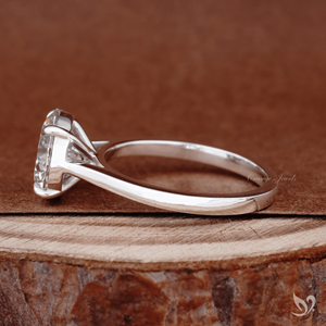 Bague de fiançailles solitaire de luxe tendance en or blanc 10 carats avec diamant de laboratoire rond de 3 carats certifié IGI - Product Image 6