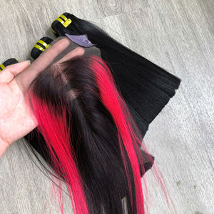 Vente en gros d'extensions de cheveux Remy vierges crues vietnamiennes 100% Super Double Bone Straight Pink Birthmark Weaving Hair - Product Image 1