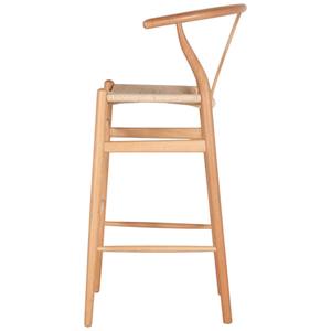 Taburete de Bar Estilo Moderno de Mediados de Siglo, Madera de Teca Sólida, Respaldo en Y, Asiento de Ratán Tejido Natural, Ecológico y Duradero - Product Image 5