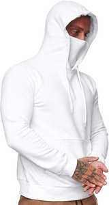 Sudaderas con Capucha de Diseño Personalizado para Hombre, Transpirables, de Forro Polar Ninja de 350g, Alta Calidad, 100% Algodón, Color Sólido, con Máscara Facial Integrada, Invierno, Teñido Liso - Product Image 6