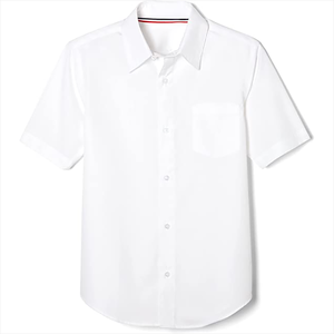 เสื้อนักเรียนขายส่ง ระดับประถมและมัธยม ผ้าคอตตอนทวิล ปักโลโก้ พิมพ์ลาย  แบบยูนิเซ็กซ์ สีขาว - Product Image 2