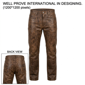 Pantalones de Invierno para Hombre de Cuero Borgoña con Logotipo Personalizado, Piel de Cordero Premium de 450 GSM, Secado Rápido, Transpirables, Cierre de Cremallera, Cintura Alta, Paneles en las Rodillas - Product Image 6