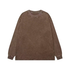 เสื้อยืดกราฟิกเปล่าแบบย้อมสีเอซิดพร้อมโลโก้สั่งทำ ผ้าฝ้าย 230 กรัม ทรงโอเวอร์ไซส์ แขนยาว ลายเกล็ดหิมะสไตล์วินเทจ เสื้อยืดเปล่าสำหรับทุกเพศ - Product Image 3