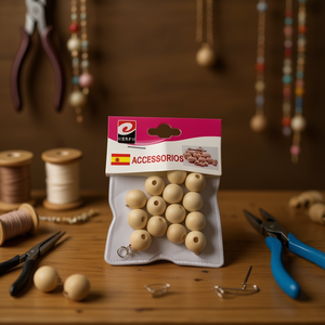 Cuentas de Madera Natural de 16 mm, Surtido de Artículos - Product Image 3