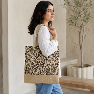 Sac fourre-tout de plage en jute non laminé à imprimé léopard 38x42 cm, logo personnalisé, vente en gros, OEM, ODM, fabricant de marques privées - Product Image 5