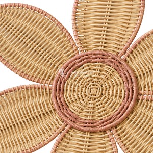 Premium Handmade Rattan <b>Flower</b> <b>Wall</b> Hanging Woven <b>Wall</b> <b>Decor</b> for Nursery & Home <b>Decor</b> Multi Piece Floral <b>Wall</b> Art - Product Image 3