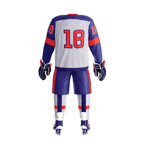 ชุดยูนิฟอร์มฮอกกี้น้ำแข็งขายดีที่สุด ลดราคาพิเศษ ผลิตจากโพลีเอสเตอร์ 100% พิมพ์โลโก้ตามสั่ง แห้งเร็ว ระบายอากาศได้ดี ชุดกีฬา ออกแบบสำหรับทีม - Product Image 3