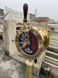 เครื่องควบคุมความเร็วทองเหลืองโบราณแบบเทเลกราฟพร้อมฐานไม้ ของตกแต่งสไตล์เรือเดินสมุทรสำหรับตกแต่งบ้านและสำนักงาน - Product Image 5