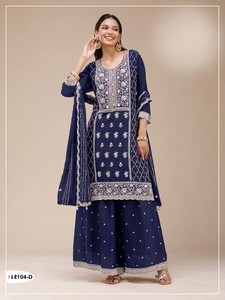 ชุดสัลวาร์ คามีซ ผ้าจอร์เจตต์เทียม แบบเย็บกึ่งสำเร็จ พร้อมงานปักเลื่อม ดีไซน์ทันสมัย สำหรับงานดิวาลี งานแต่งงาน และงานพรอม - Product Image 4