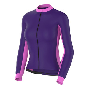 Front Sport Top Purple And Pink Long Sleeve <b>Cycling</b> And Blue Accents Four-Way Stretch Polyester Front Sport Top - Product Image 2