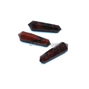 Torre de obsidiana de caoba de doble punta natural al por mayor, puntas de cristal para curación y fabricación de joyas - Product Image 1