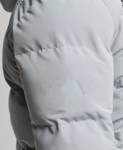 Chaqueta Acolchada Gris Claro para Hombre, Cortavientos, Gruesa y Aislante, Ropa de Invierno Informal, Corte Regular, Cuello Camisero, Cierre de Cremallera - Product Image 5