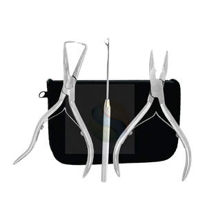 Kit d'outils pour extensions de cheveux de qualité supérieure, 3 pièces, pinces à micro-anneaux et aiguilles pour cheveux humains, matériau composite durable - Product Image 1