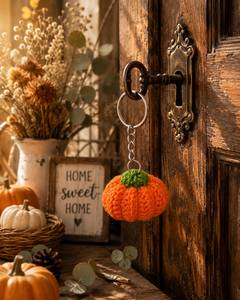 Llavero de calabaza amigurumi de gran demanda, hecho a mano con ganchillo y hilo suave, colgante para bolso, regalo de Halloween para niñas, disponible para la venta. - Product Image 6