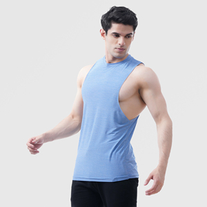 Custom Men's Athletic Fitness Curved Hem Cut-Off <b>Tank</b> <b>Top</b> XL Casual Workout Gym Vest Made Cotton Polyester Muscle Sleeveless - Product Image 5
