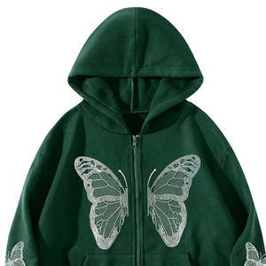 Sweat-shirts à capuche unisexe de haute qualité avec poches, respirants, style streetwear, avec strass - Product Image 3