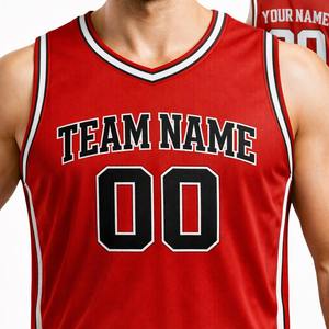 Seragam Basket Kustom Five B, Jersey dan Celana Pendek Putih dan Merah, Set Pakaian Olahraga Tim Profesional yang Bernapas, Dapat Dipersonalisasi untuk Pertandingan - Product Image 6