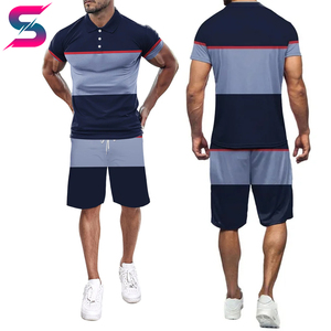 เสื้อโปโลและกางเกงขาสั้นชุดเซ็ตผู้ชายแบบสวมใส่สบาย สีสันตัดกัน ดีไซน์ใหม่ ราคาขายส่ง สำหรับฤดูร้อน ผ้าถัก ระบายอากาศได้ดี - Product Image 6