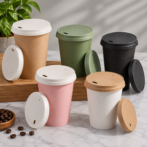 Tapas Desechables de Plástico para Vasos de Bebidas EcoRev, Antiderrames, Fáciles de Abrir, con Cierre Acanalado y Diseño de Vapor, Personalizables - Product Image 1