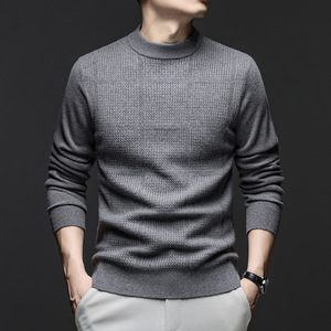 Pull en maille à col rond pour homme, coupe ajustée, couleur unie, manches longues, décontracté, pour l'automne, anti-boulochage, gris - Product Image 5