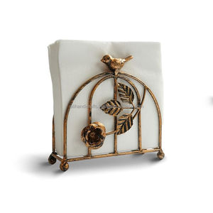 Support de serviettes en métal Glamour, finition dorée, porte-boîte à mouchoirs sur pied, accessoire décoratif pour table de cuisine, décoration intérieure - Product Image 3