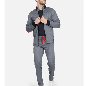 Ensemble de survêtement d'automne pour hommes, sweat-shirt à capuche avec fermeture éclair intégrale et pantalon, respirant, en polyester et coton, coupe régulière - Product Image 2