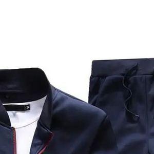 Men's Casual Tracksuit Color Block <b>Zipper</b> <b>Jacket</b> & Pants Set Full Sleeve Stand Collar Autumn Wear Breathable Polyester Cotton - Product Image 2