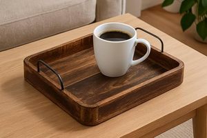 Bandeja Rectangular Moderna de MDF para Servir Té, Café y Bebidas |   Bandeja de Madera Maciza para Mesa de Comedor, para Cocina y Hogar |   Plegable y Sostenible - Product Image 6