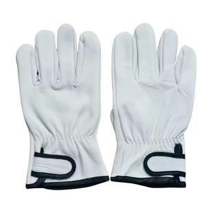 Gants de conduite classiques en cuir de chèvre véritable pour hommes, gants de travail de sécurité en cuir de mouton, gants de travail en peau de chèvre - Product Image 1