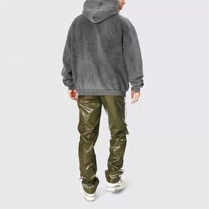 Heavyweight Street-Sudadera con capucha para hombre, de algodón, de gran tamaño, con cremallera en el hombro y cremallera, con diseño de esqueleto de diamantes de imitación, logotipo personalizado - Product Image 4