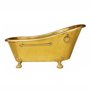 Baignoire à pattes en laiton poli de designer avec porte-serviettes et anneaux, fabriquée par un fournisseur indien pour adultes, pour salle de bain de luxe - Product Image 4