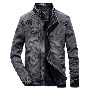 Winters <b>Warm</b> <b>Men's</b> Solid Denim <b>Jacket</b> OEM Casual Outwear Stand Collar Single Button Oversize Sherpa Lining Quick Dry - Product Image 4