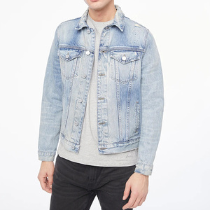 Wholesale Casual Winter Streetwear <b>Funky</b> Slim Fit Ripped Denim Jean Jackets for Men - Product Image 1