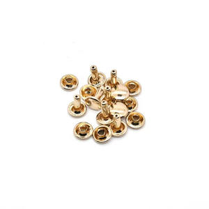 OEM 2026 Custom Gold Round Flat Head Single Hollow <b>Rivet</b> Double Cap Brass Tubular Stud Button for Shoe Bag garment eyelets - Product Image 4