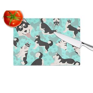 Planche à découper décorative en verre trempé Husky sibérien planche de service de cuisine de grande taille pour hacher un design élégant - Product Image 4