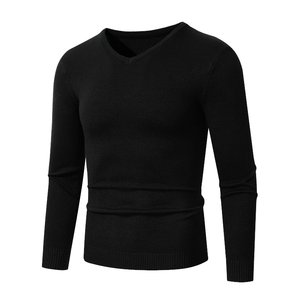 Autumn Winter New Men's <b>Pullover</b> V Neck Knitted Sweater Fashion Solid Color Long Sleeve <b>Jumper</b> Casual Business Slim Fit Sweaters - Product Image 1
